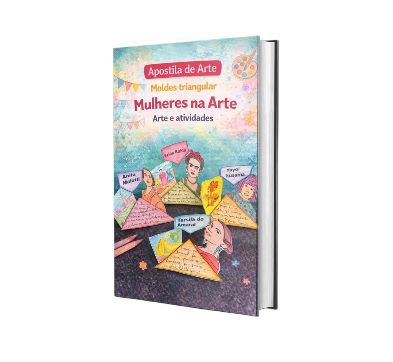 4 moldes mulheres na Arte em 3D triangular para colorir, recortar e montar