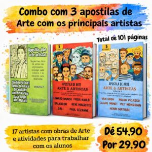 Combo com 3 apostilas de Arte com os principais artistas
