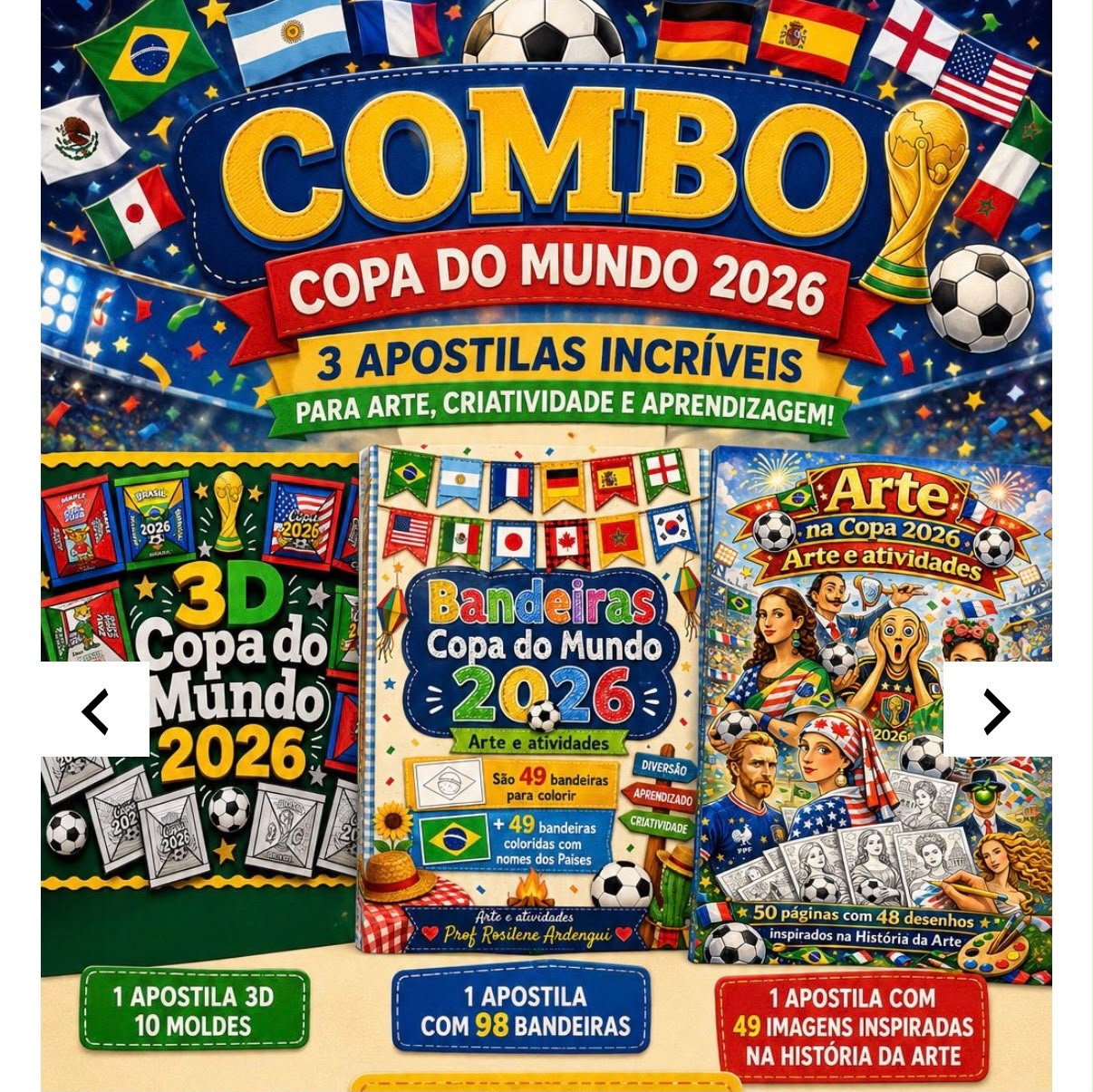 Combo com 3 Apostilas – Copa do Mundo 2026