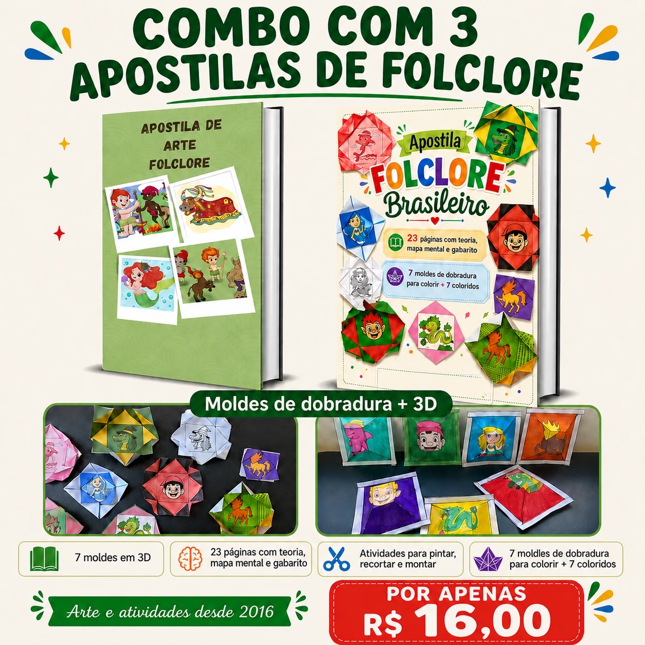 Combo com 3 apostilas de Folclore