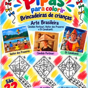 Apostila para colorir Pipas brincadeiras de crianças Arte brasileira