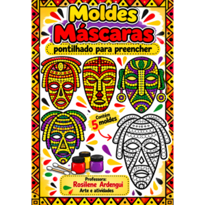 Moldes Máscaras africanas pontilhados para preencher